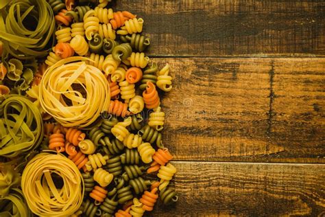 Different Types Of Colored Pasta Stock Image Image Of Uncooked