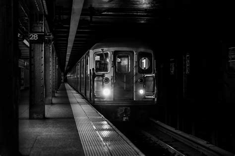 Vehicles Train Subway Train Station Black And White Underground Wallpaper
