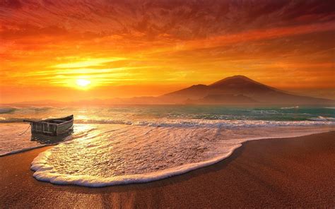Wallpaper Sunlight Landscape Boat Sunset Sea Bay