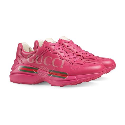 Gucci Rhyton Logo Leather Sneaker In Pink And Purple Pink Lyst
