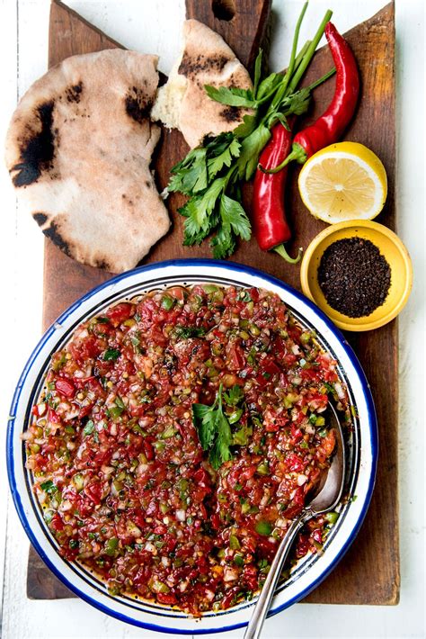 Turkish Spicy Ezme Salad Wild Greens Sardines Condiment Recipes
