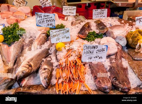 Fish Shop Borough Market London England Stock Photo Alamy
