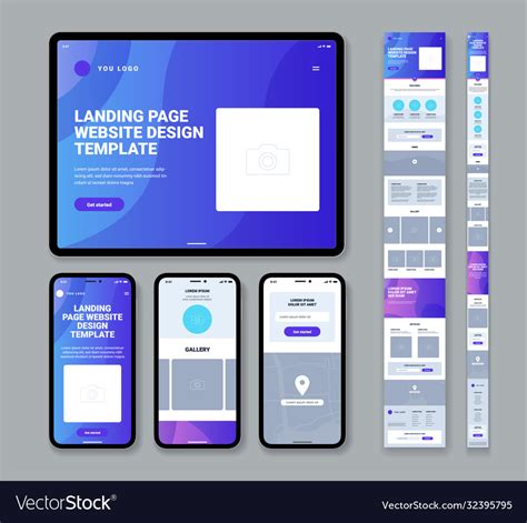 Mobile Website Landing Page Template Royalty Free Vector