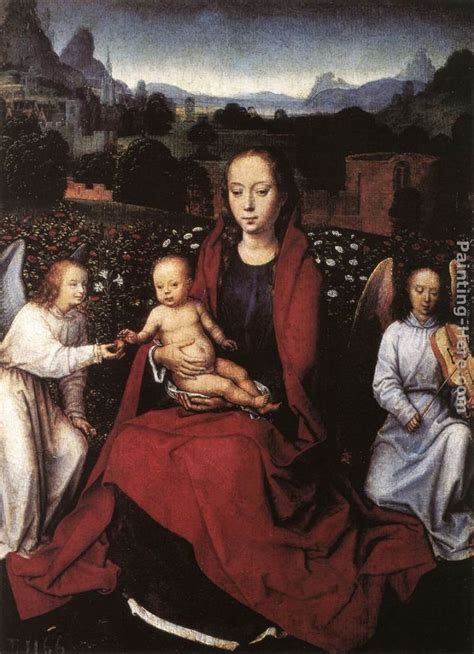 Hans Memling Virgin And Child In A Rose Garden With Two Angels Painting