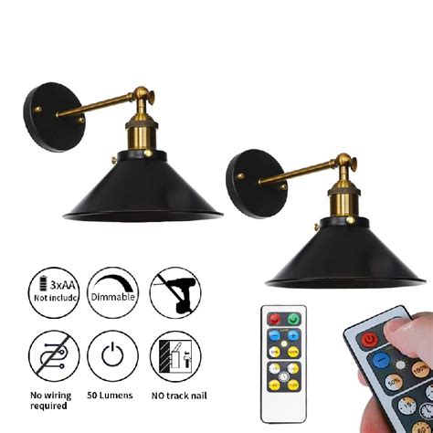 Nunulamp 2 Pack Led Battery Operated Wall Sconces Indoor Wireless Wall