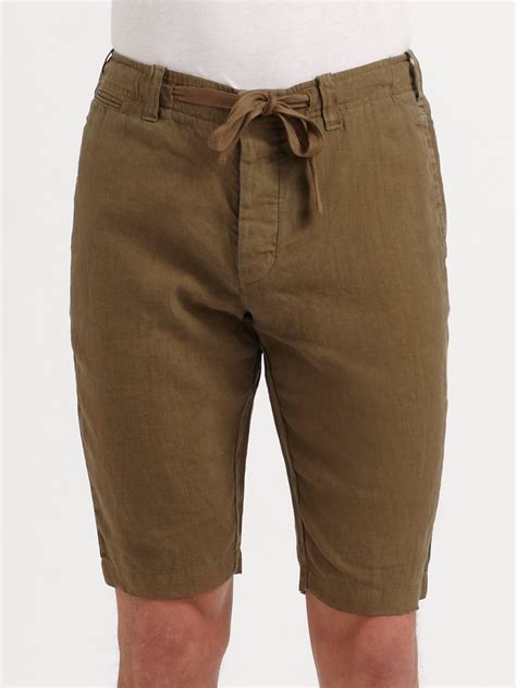 Lyst Vince Linen Drawstring Shorts In Brown For Men