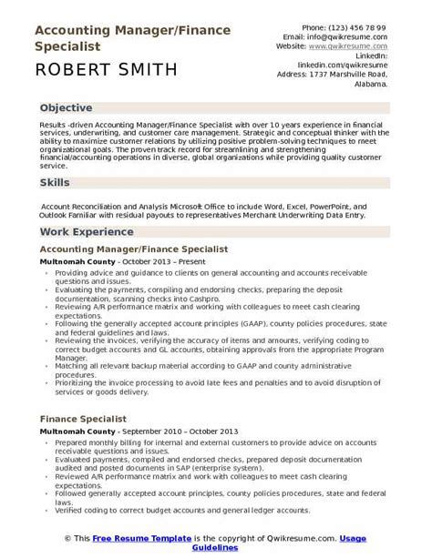 Looking to find success in the finance sector but unsure how to word your resume? Finance Specialist Resume Samples | QwikResume