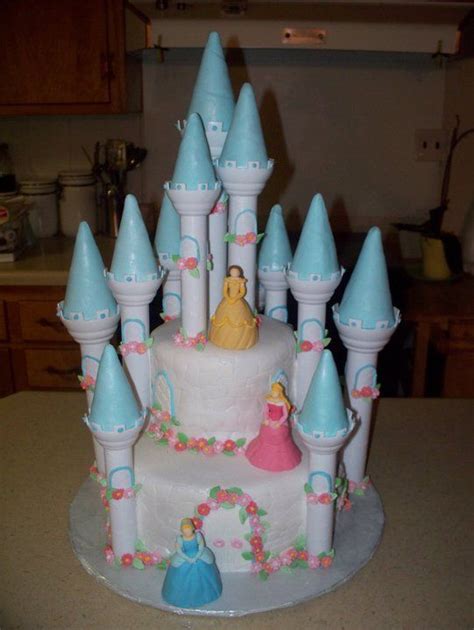 Disney Princess Castle Cake Belle Sleeping Beauty Cinderella Fondant Cake Gum Paste Figures
