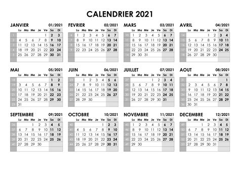 Annuel 2021 Calendrier 2021 Word Calendrier Lunaire