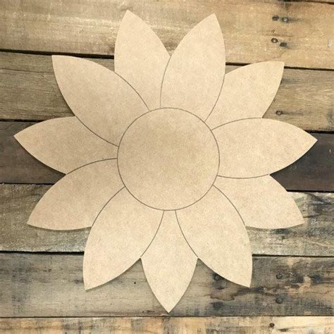 12 Paint By Line Sunflower Unfinished Wooden Cutout Craft Build A