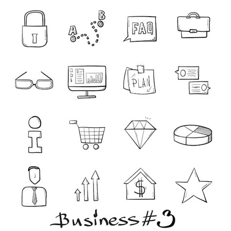 Premium Vector Business And Shop Set Icons Hand Drawn In Doodle Style