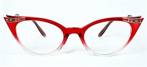 womens fashionable gradient red cat eye frame crystals clear lenses eyeglasses fashion eye