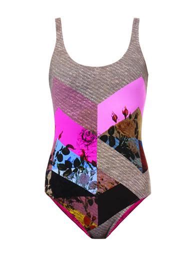 slogan flower tile print swimsuit preen matchesfashion print swimwear print swimsuit