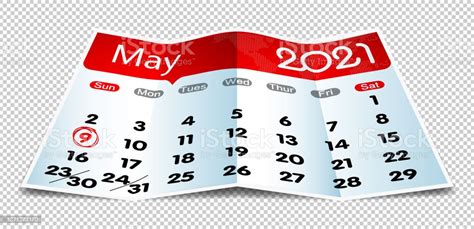 Vector June 2021 Calendar On Folded Paper Isolated Stock Illustration
