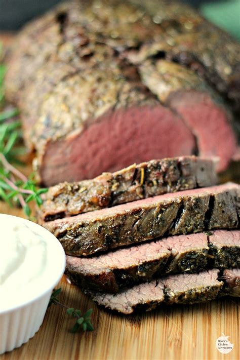 Beef tenderloin is roasted with fresh thyme and rosemary and served with a zesty horseradish sauce. Garlic Herb Beef Tenderloin Roast with Creamy Horseradish ...