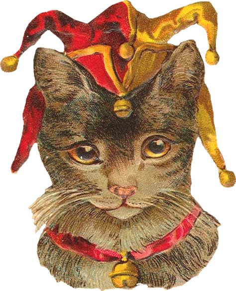 Vintage Jester Cat Scrap ~ Zibi Vintage Scrap (With images) | Vintage cat, Cat art, Vintage art