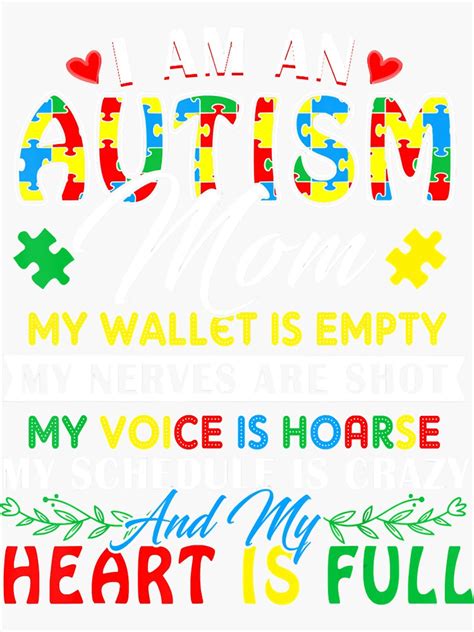 Autism Mom Mom My Wallet Is Empty My Nerves Are Shot Sticker For Sale