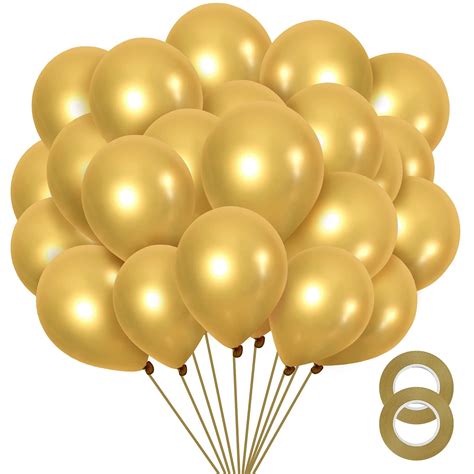 Metallic Gold Balloons 12 Inch 100 Pack Chrome Gold Latex Balloons For