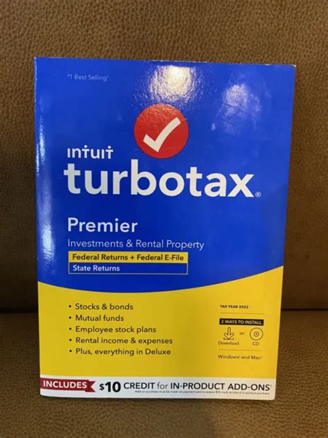 New Intuit Turbotax Premier Investments Rental Federal State