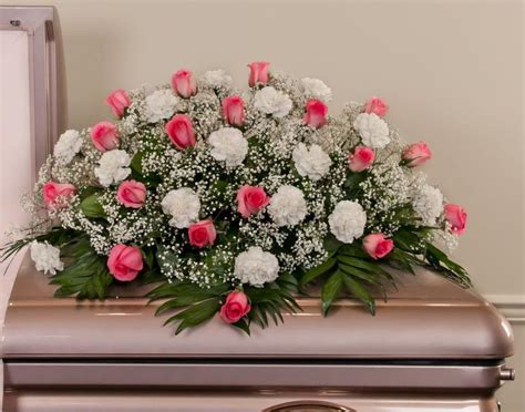 Beautiful Casket Sprays Pink Roses And White Carnations Casket Spray