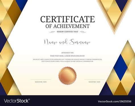 Luxury Certificate Template With Elegant Border Vector Image