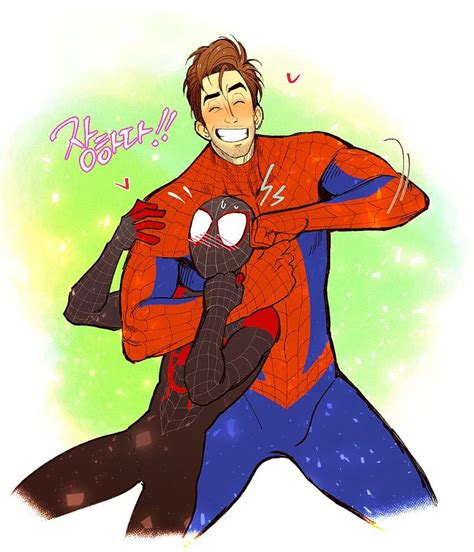 The Spider Man And His Friend Are Hugging Each Other In This Funny