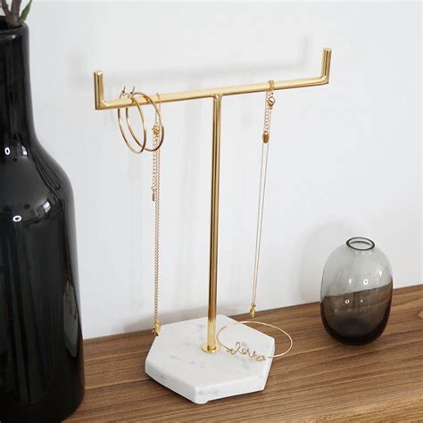 Solid Marble Jewellery T Bar Stand 3 Colours Marble Jewelry
