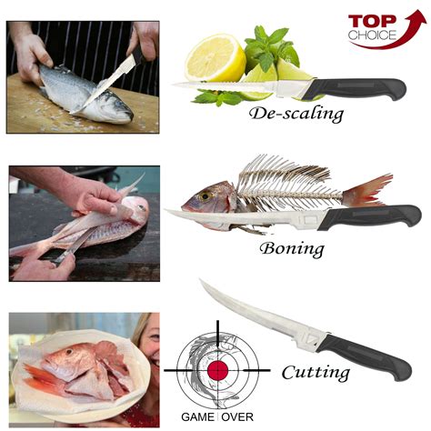 Stainless Steel 3 In 1 Scaling Boning Filleting Cutting Fish Knives