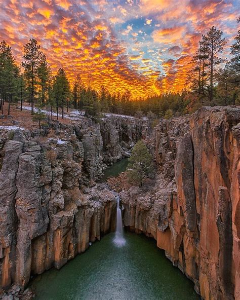 Sunset Sycamore Falls Northern Arizona Beautiful Nature Nature