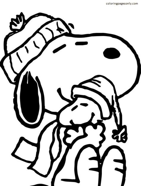 Charlie Brown Snoopy Christmas Coloring Page Free Printable Coloring
