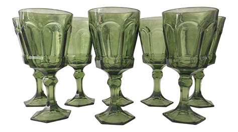 Mid Century Green Water Glasses Set Of 8 Glassware Mid Century Art