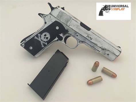 Realistic Toy Gun Skull Handle Prop Pistol M1911 Colt 45