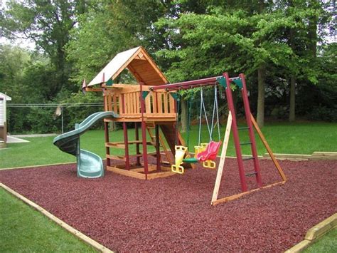 .diy playground border , diy backyard playground plans , outside dog playground , plastic outdoor dog playground , outdoor play toys , small backyard play area ground , how to build a playground. Rubber Bark & Rubber Mulch - Hayward Playground (With images) | Playground landscaping, Backyard ...