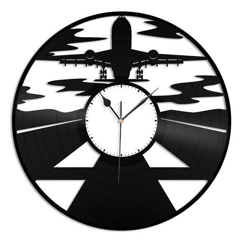 Airplane Vinyl Wall Clock Record Unique T For Home And Kids Room