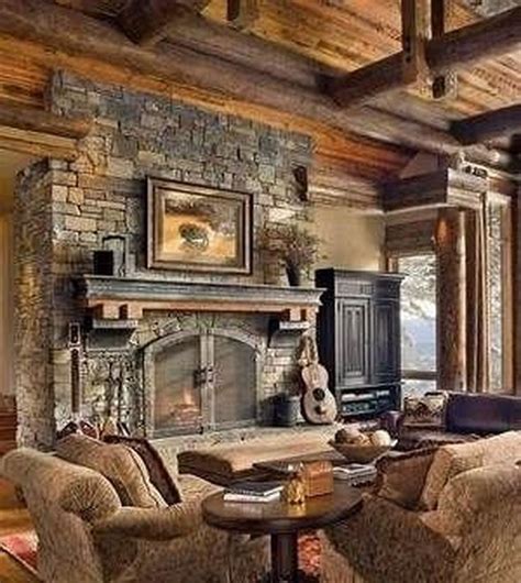 42 Stunning Rustic Fireplace Design Ideas Match With Farmhouse Style