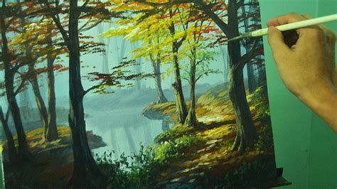 Acrylic Painting Lesson Autumn In Forest By Jm Lisondra Landscape