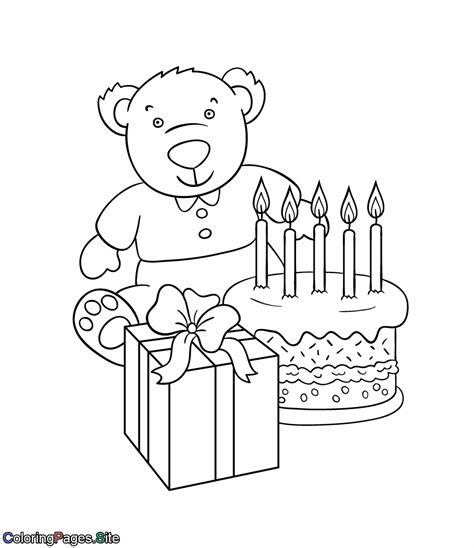 Birthday Teddy Bear Coloring Page Happy Birthday Coloring Pages