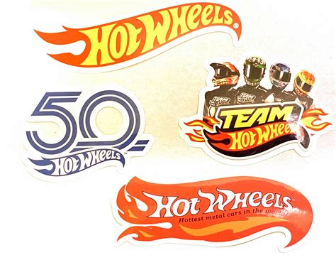 Hot Wheels Logos Die Cut Vinyl Stickers 50th Red Line Etsy