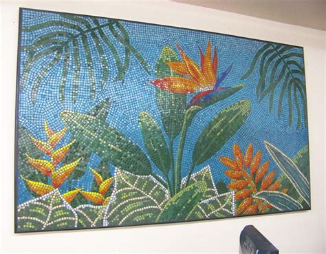 Vitreous Glass Tile Tropical Mosaic Art Piece