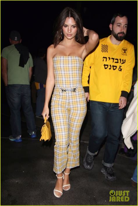 Emily Ratajkowski Looks Hot In A Yellow Outfit At The Lakers Game