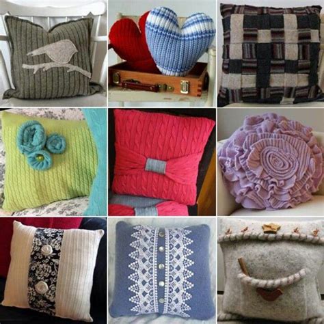 Pillows Made From Sweaters Jackets Sweater Pillow Cozy Pillow Cute
