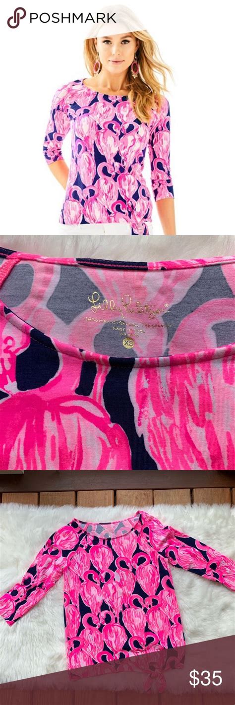 Lilly Pulitzer Robyn Top In High Tide Flamingo