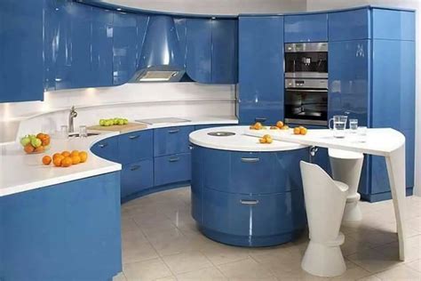desain dapur modern unik nuansa biru