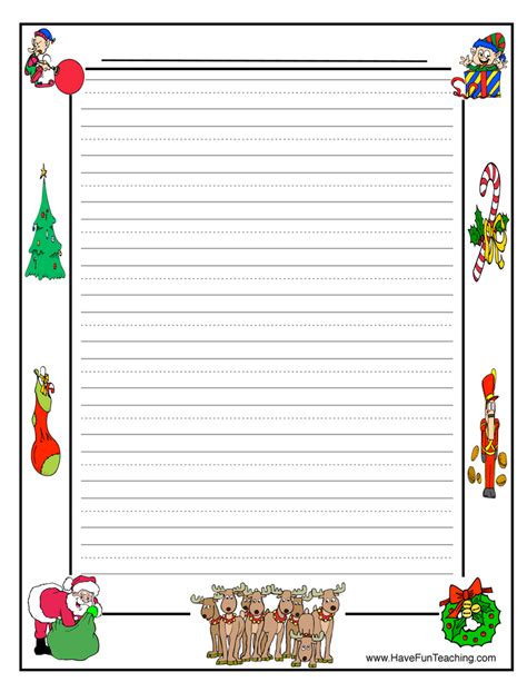 Christmas Lined Writing Paper Have Fun Teaching Lined Writing Paper