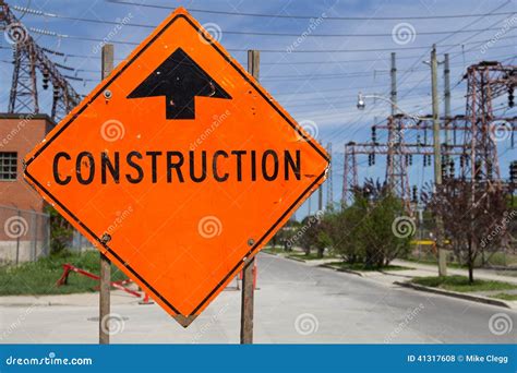 Bright Orange Construction Sign Stock Photo Image 41317608