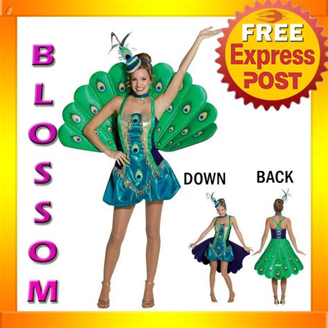 C176 Ladies Peacock Mardi Gras Showgirl Costume 10 12 Ebay