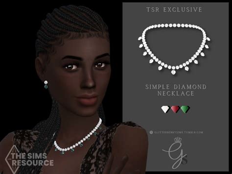 Simple Diamond Necklace By Glitterberryfly The Sims Game