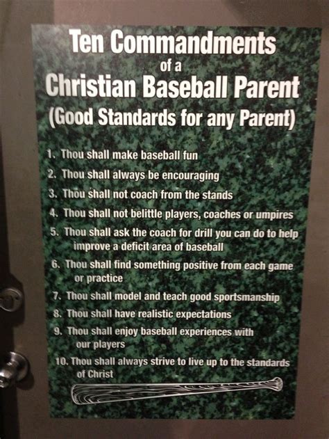 Ten Commandments For Baseball Parentsi Wish All