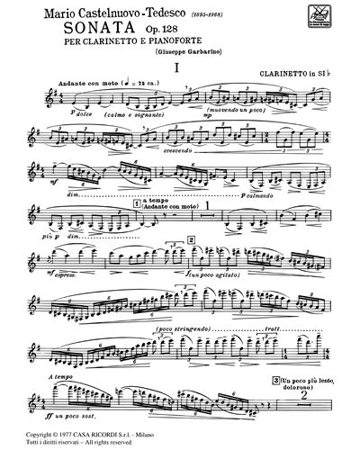 Sonata Op 128 Clarinet Sheet Music By Mario Castelnuovo Tedesco Nkoda