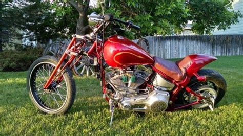 Harley Impressive Custom Built Bobber Girder Front End Candy Red And